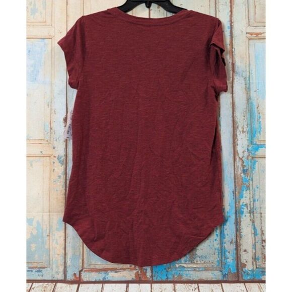 Ambrielle Womens Size Small Scoop Neck Tee Shirt Red Burnt Russet Pocket Stretch - Picture 5 of 9